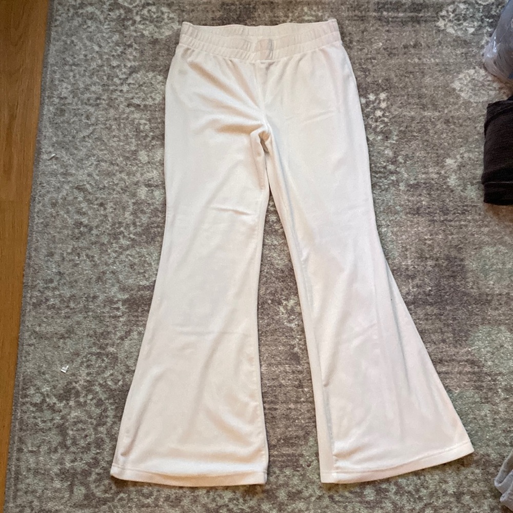 off white velour woman’s flair leg sweatpants